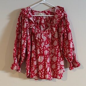 Mille Charlie Top- Red Zinnia Floral Print